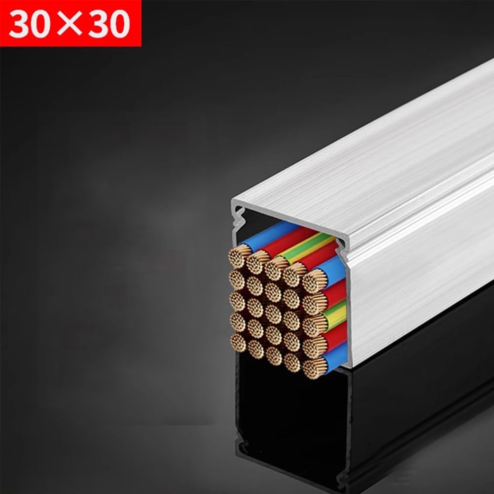 Canaleta Cuadrada de 1 m, canaleta metálica para Cables, Canales de Aluminio de Alta Resistencia para Interiores, Exteriores, garajes y almacenes,30x30mm