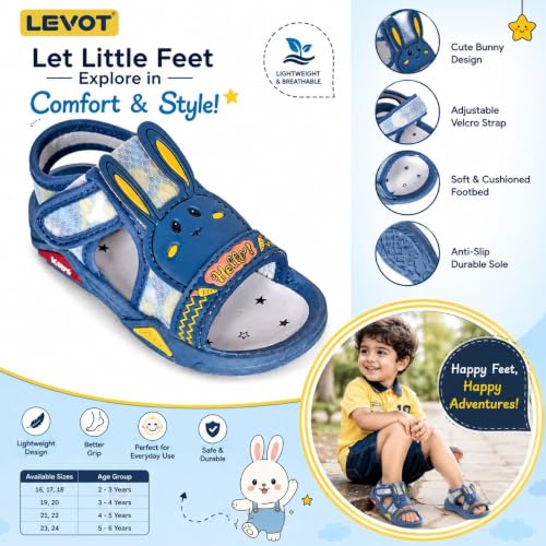 Image of Kids Sports Sandals Lightweight Breathable Anti Slip Comfortable Velcro Footwear for Boys and Girls