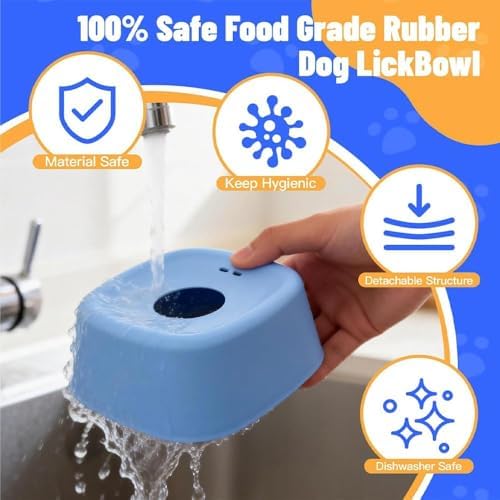 Slow-Feed Liquid Dog Bowls, Flow Water & Treat Feeder for Drinking, Spill-Resistant Dog Hydration Bowl with Anti-Slip Base, Easy Clean, Suitable for Yogurt, Broth, Purees (Black) - 4