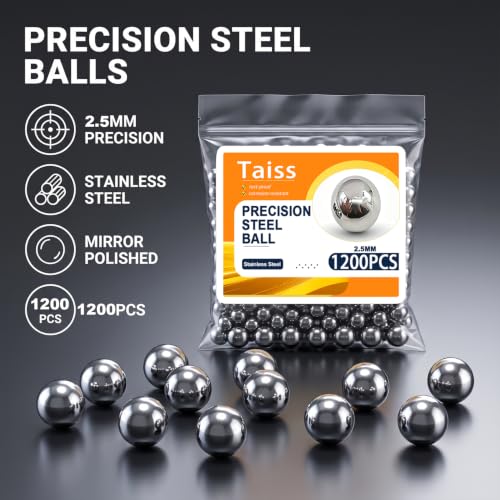 Image of Taiss 1500PCS 2mm 304 Stainless Steel Precision Balls,Precision Steel Ball Assortment Kit,Metal Balls
