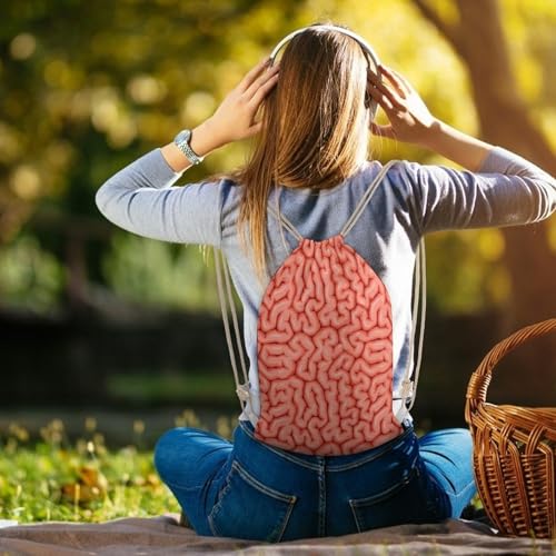 Funny Brain Print Gym Bag For Women Men Small Cycling Drawstring Backpack Waterproof Cinch Camping Travel Bags Yoga String Sackpack Bag Sport Pouch Outdoor Daypack4