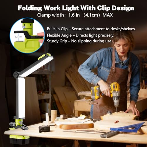 Image of Work Light Cordless Flashlight for Ryobi 18V Battery, Portable LED Folding Work Light with USB Output, 30W 2400LM for Construction Renovation & Home Repair Lighting [Battery Not Included]