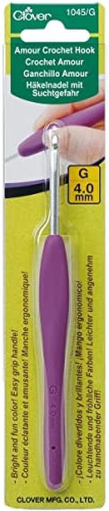 Clover 1045/G Amour Crochet Hook: 4.0mm, Metal, Multicoloured, 4mm