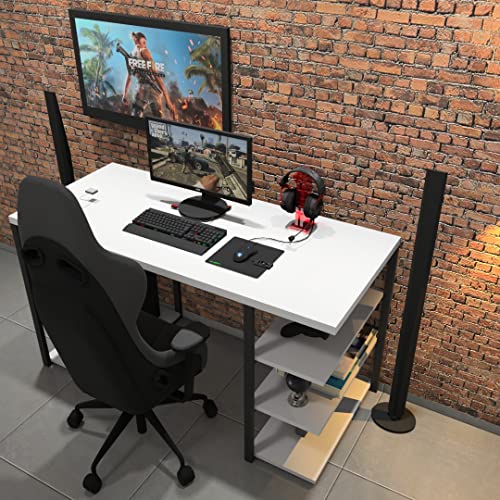 Mesa Gamer/escrivaninha Estilo Industrial, Branca G-0021