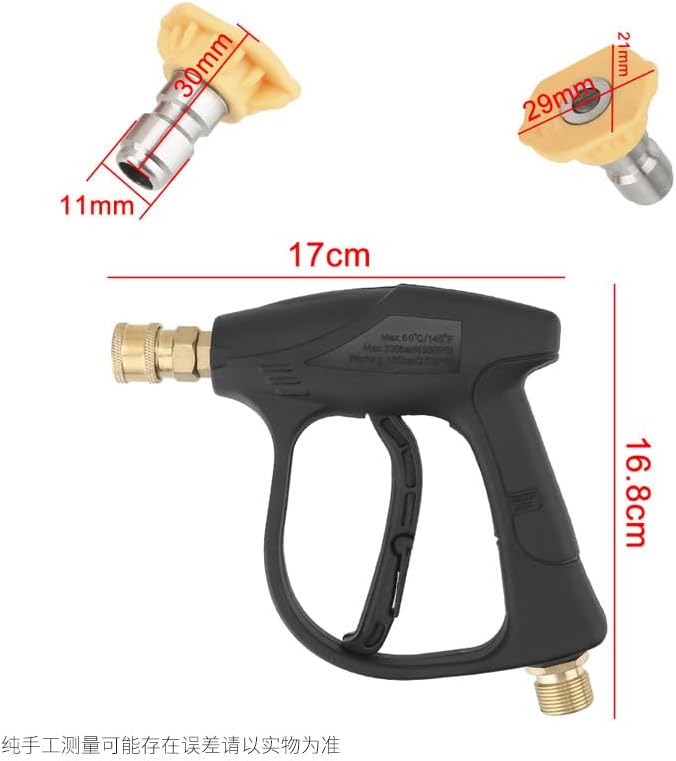 High Pressure Car Wash Spray Gun with Brass Core – Quick Connect Garden Hose Nozzle Set with 5 Adjustable Spray Tips for Car Cleaning and Watering (Black)