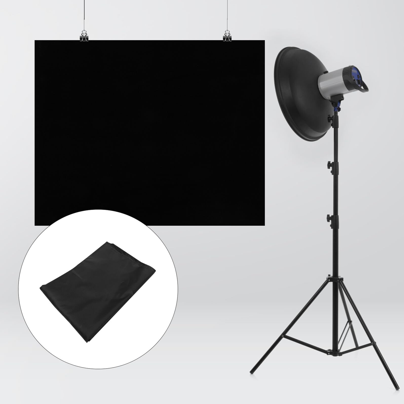 Toddmomy Sfondo Fotografico Nero 200x150 Cm Spesso Antiriflesso, Sfondo per Foto Professionale Resistente e Pieghevole, per Studio Fotografico e Post-produzione