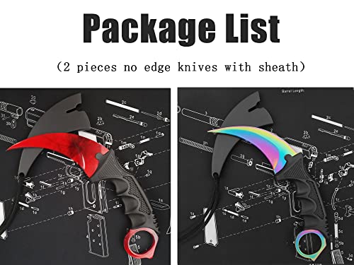 Zlixing 2 Pieces Karambit Knife Trainer No Edge Fixed Blade Practice Training Knife With Sheath Cool Knives Men Gifts Idea For Csgo Beginner #TOP1