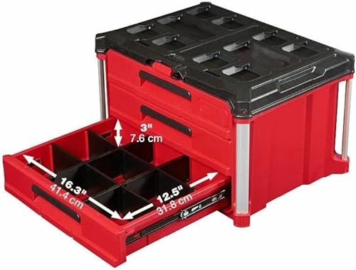 Miniatura 4 de 48-22-8443 para Milwaukee PACKOUT Caja de herramientas de 3 cajones con divisores de ajuste rápido, 50 libras
