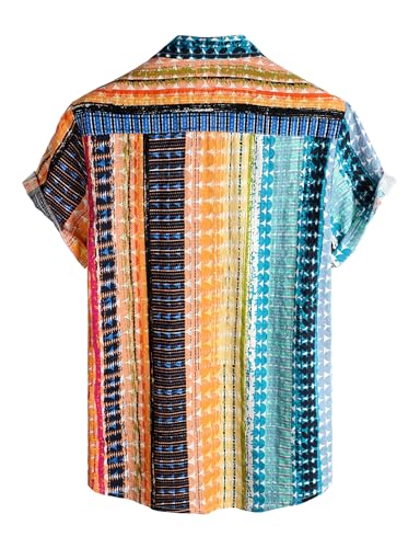 VATPAVE Mens Casual Hawaiian Floral Shirts Short Sleeve Button Down Tropical Shirts Beach Summer Shirts X-Large Multicolor - Image 3