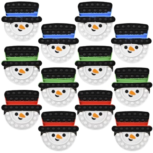 Muñeco de nieve festivo con diseño de muñeco de nieve, 15,24 cm (paquete de 12), colores surtidos (azul, verde y rojo) – ideal o recuerdo de fiesta