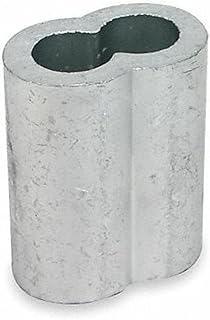 Wire Rope Sleeve, 1/4 in, Aluminum, PK25