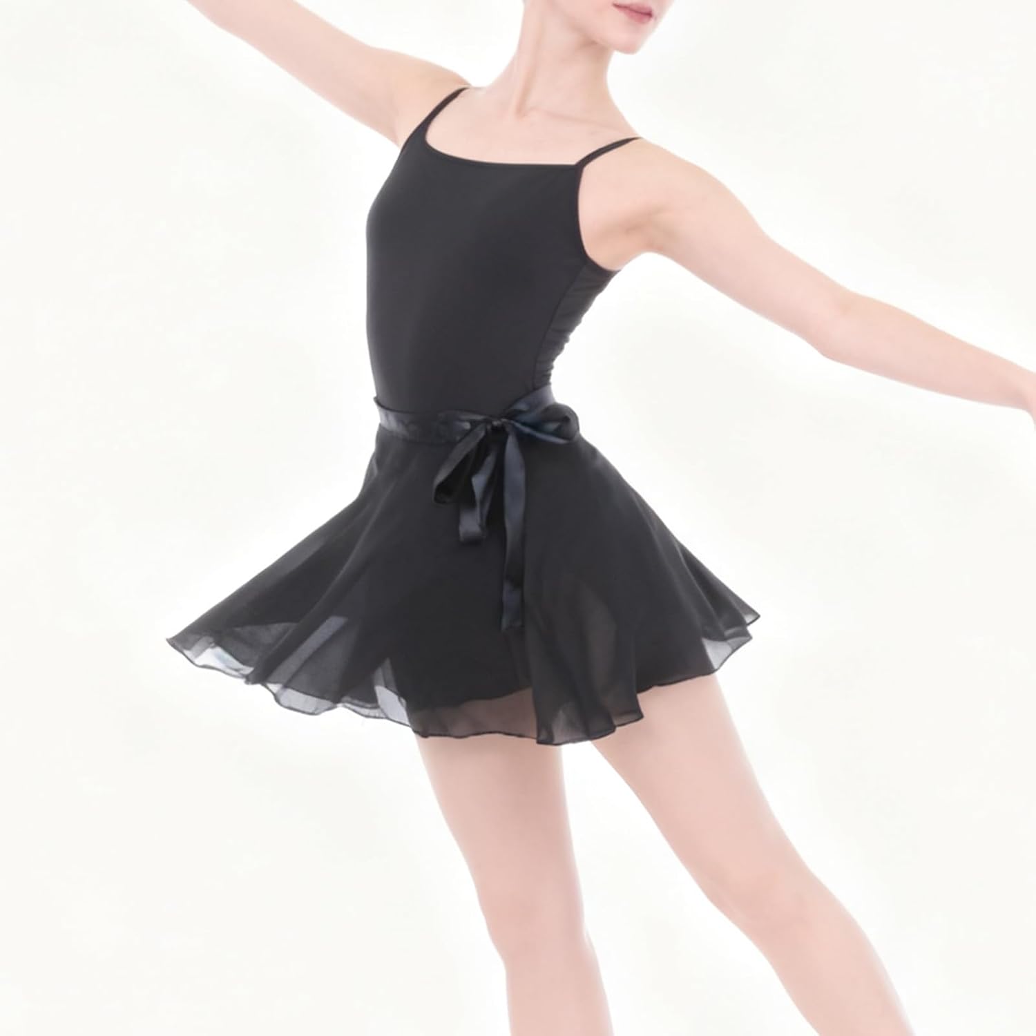 Black Girls Women Ballet Wrap Skirt, Women's Ballet Wrap Skirts with Adjustable Waist Tie Sheer Chiffon Dance Over Scarf for Leotards - Image 2