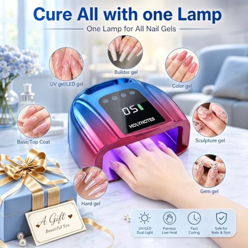 Image of UV Nail Lamp, 96W Cordless Professional Rechargeable UV LED Portable Lamp, 4 Timer Setting and Smart Sensor Gel Nail Dryer, Ideal for Training, Nail Art Practice, Home & Salon