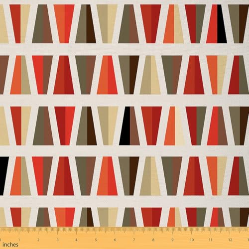 Feelyou Geometric Upholstery Fabric For Chairs, Retro 60S 70S Geometric Round Fabric By The Yard, Vintage Raindrop Shaped Decorative Fabric For Upholstery And Home Diy Projects, 1 Yard, Orange Cream