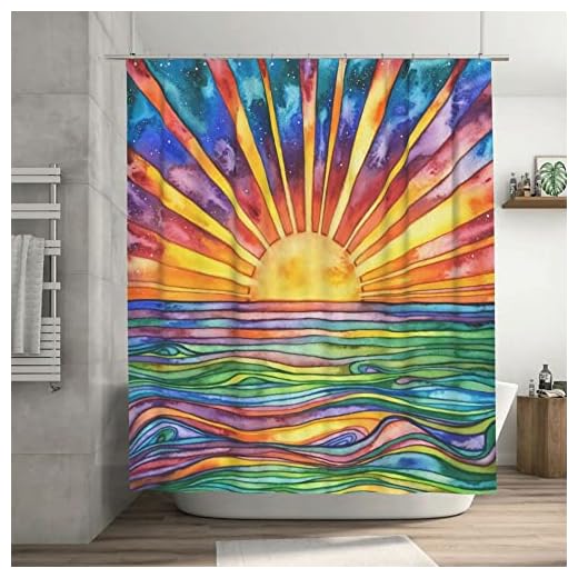 Ohocut Boho Shower Curtain, Shower Curtains for Bathroom, Fabric Shower Curtain, Abstract Colorful Sun Shower Curtain, Polyester Waterproof Fabric, 72”x72”