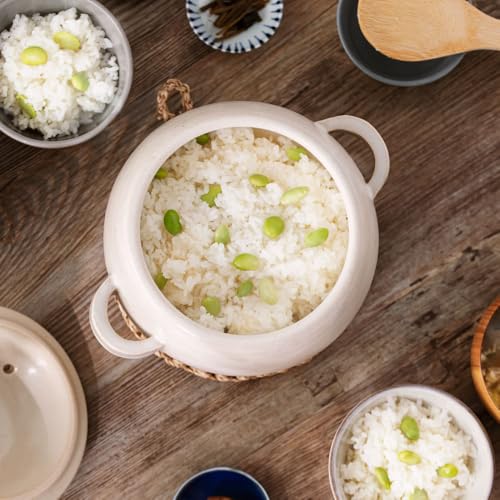 アンドエヌイー(&NE) 萬古焼 ごはん鍋 竹しゃもじ付 ハレとケ ホワイト 3合炊き NMT-065-WH の商品画像 15