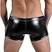 Panegy Men's Sexy Leather Underwear Boxer Briefs Black Fashion Board Shorts with Drawstring Large