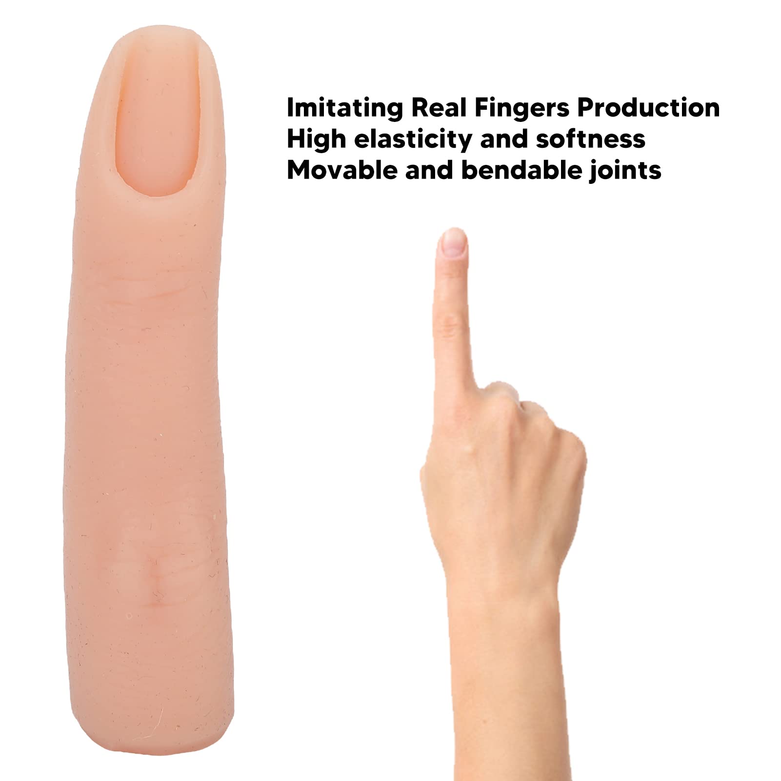Haosie Practice Hand for Acrylic Nails Nail Practice Hand Model, Silicone Fake Finger, Nail Rings - Image 3
