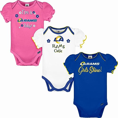 Image of Gerber NFL baby-girls Nfl Team 3 Pack Short Sleeve Onesie Bodysuit