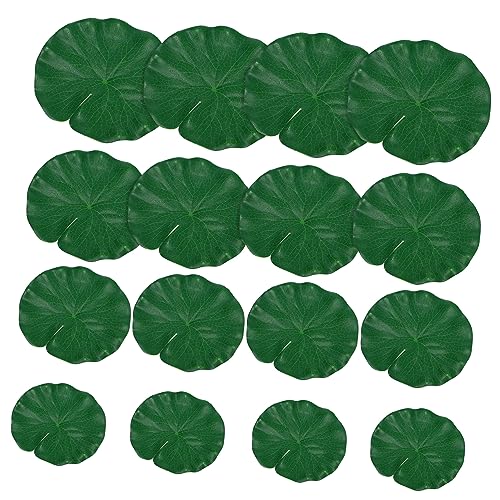 FUTUREORYY 16 Piezas Hoja de Loto simulada Falso Dejar Interior Acuario Piscina Hojas de Loto de jardín Hojas flotantes Artificiales Hoja de simulación Adorno de Estanque Eva