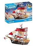 PLAYMOBIL Pirates 71418 Barco Pirata, emocionantes Aventuras en Alta mar, con Accesorios completos como un telescopio, brújula y cañones, Juguetes para niños a Partir de 4 años