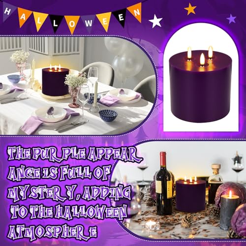 Image of Retisee 1 Pack Purple Extra Large Flameless Candles 6 inchx6 inch Remote Control
