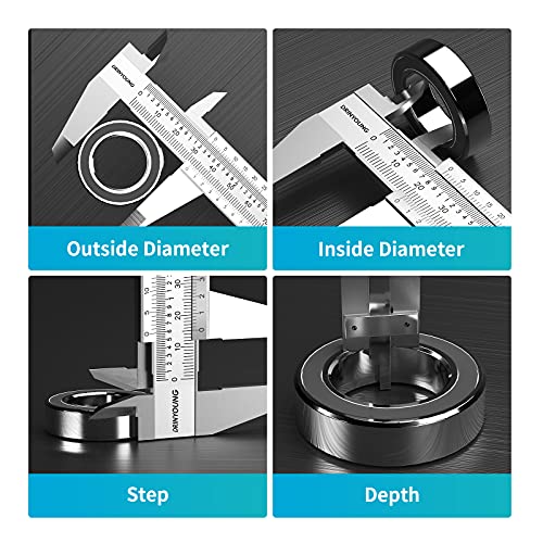 Calipers Tools Mono-Block Vernier Caliper, Thickened Stainless Steel 0-6" Inch/Metric 0-6" Range +/-0.02 Accuracy 0.02/0.001" Resolution Slide Calliper Rule Depth Gauges DRINYOUNG by DRINYOUNG - Image 6