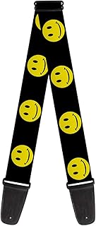Buckle-Down Guitar Strap - Happy Face Black/Yellow/Black - 2