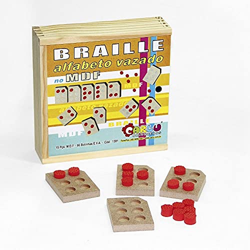 Brinquedo Educativo Alfabeto Braile Vazado Em MDF E Eva Com 15 Peças - Carlu