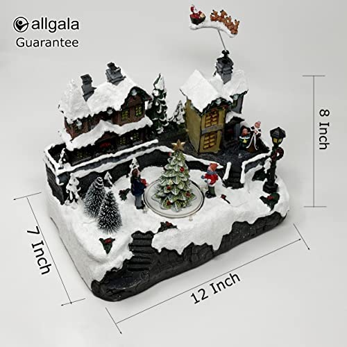 Allgala Crafted Polyresin Christmas House Collectable Figurine With Usb And Battery Dual Power Source-Reindeer Flying Over Town-Xh93418 #TOP1