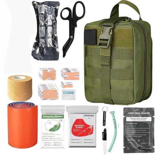 Tactical Emergency First Aid Kit: MOLLE Admin Pouch IFAK - Wound Dressing Blood Control EMT Survival Trauma Kit 6