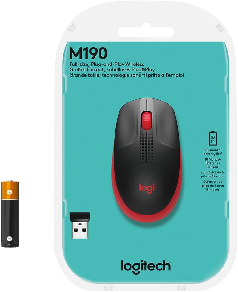 LOGITECH MOUSE M190 WIRELESS RED