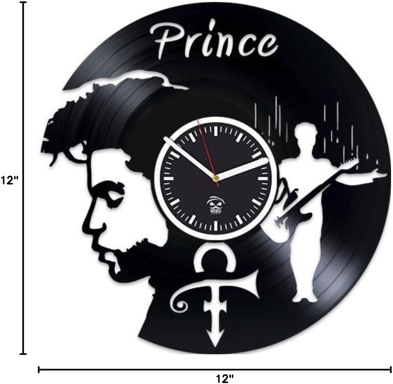 Prince Vinyl Wall Clock, Valentines Day Gift for Girl, Wall Clock Large, Handmade Best Gift for Musician, Vinyl Record Clock, Prince Birthday Gift for Her, Silent, Prince Vinyl Clock