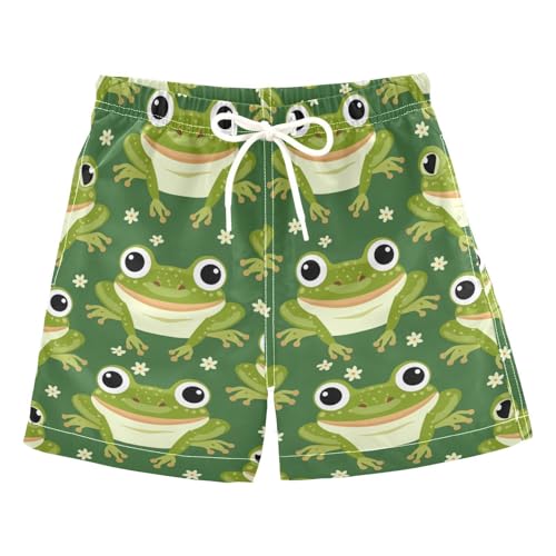 Boys Swim Trunks Green Frogs Theme Beach Board Shorts Quick Dry Swimsuit Toddler Kid Teen