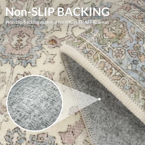 GENIMO Vintage Rug Living Room 120x170cm, Boho Area Rugs Washable, Non-Slip Carpet, Low Pile, Non-Shedding, Traditional Oriental Printed Design, Dining Room, Office, Bedroom, Kitchen, Lounge, Indoor - Image 5