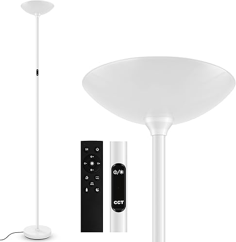 Lámpara de pie LED lámpara de pie regulable lámparas de pie brillantes de 20 W con lámpara de lectura ajustable de 5 W 2500 lúmenes interruptor de 3