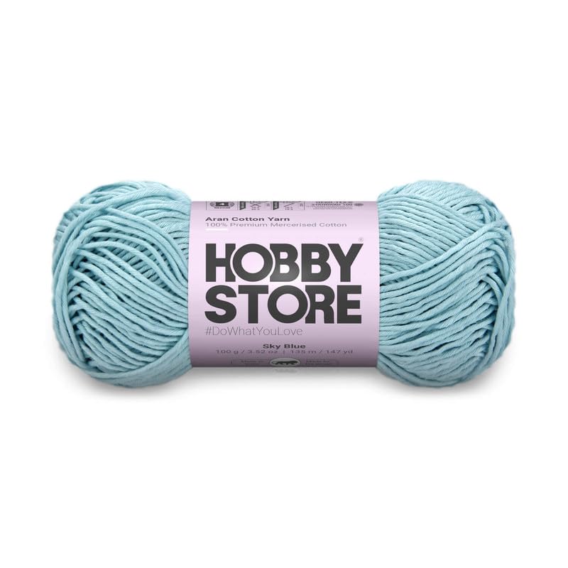 Image of Cotton - Aran Yarn - 100% Mercerised Cotton Aran Yarn for Crochet & Knitting Durable Home Decor (1 ball /100 g) - 443 Sky Blue | Magic Needles