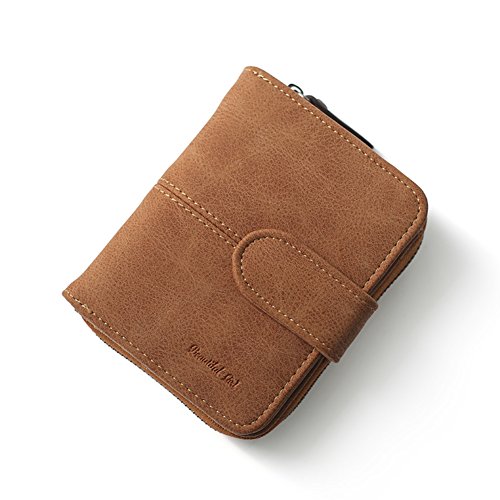 Portefeuille court pour dames sécurisé à boucle anti-perte de cartes