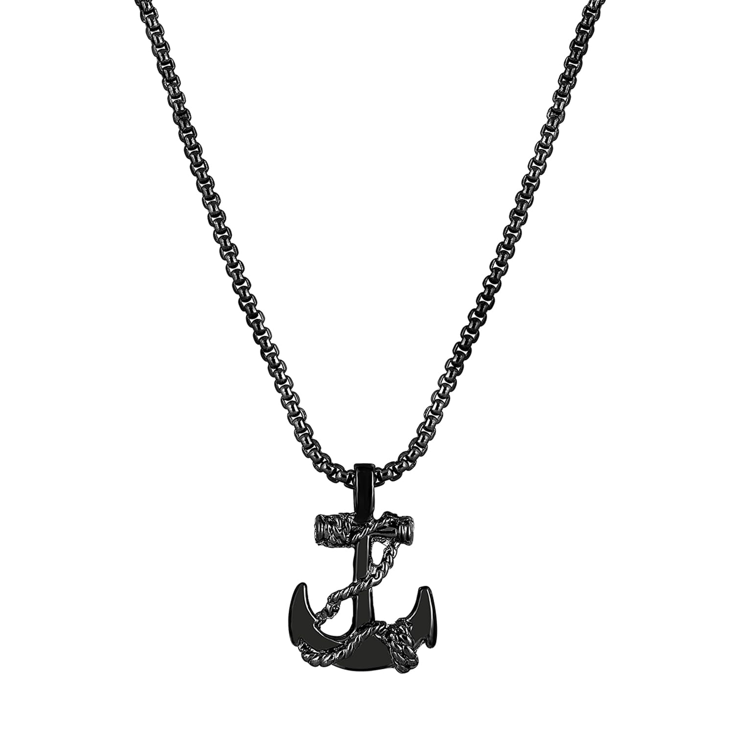 Mahi Black Plated Exclusive Unisex Sailor Anchor Necklace Pendant with Box Chain (PS1101882B) (B0CN34Q4RY) Amazon Price History, Amazon Price Tracker