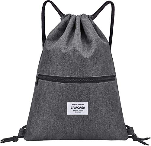 LIVACASA Mochila de Cuerdas Mujer Hombre Bolsas de Bolso Casual Prueba de Agua Impermeable