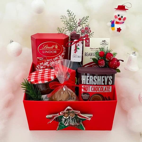 Angroos Christmas Gift Hamper With Chocolates, Raspberry Jam, Cookies, And More Christmas Gifts