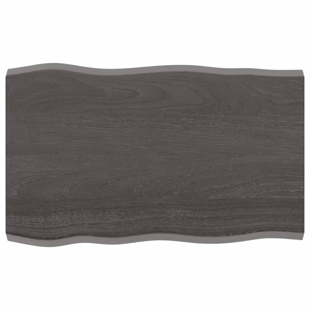INLIFE Tablero de mesa 80 x 50 x 4 cm madera maciza de roble tratada borde de árbol, 8,1 kg, 364008