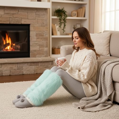 Image of Furry Leg Warmers, Women Faux Fur Leg Warmers Furry Fuzzy Winter Boot Cuffs Cover (1 Pair)