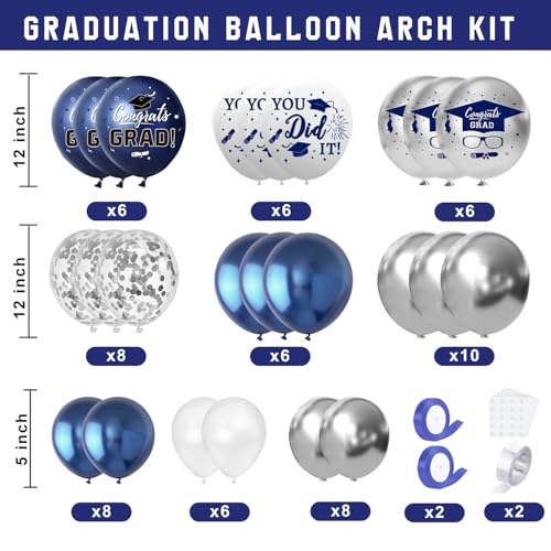 Image of Navy Blue Graduation Decorations Class of 2026 - Balloons Boxes with Letters 2026 GRAD So Proud of You - Complete Party Supplies for High School & College Celebrations
