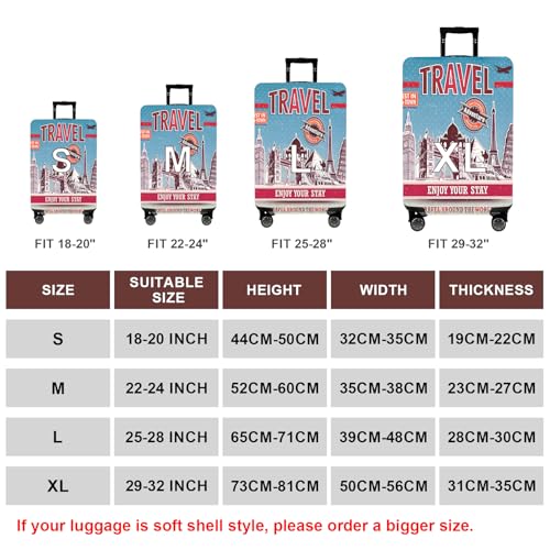 Image of WUJIAONIAO Travel Luggage Cover Baggage Suitcase Cover Protector Skins 18-32 Inch, Tourist Attraction A28, XL (for 29--32 inch luggage), Fashion
