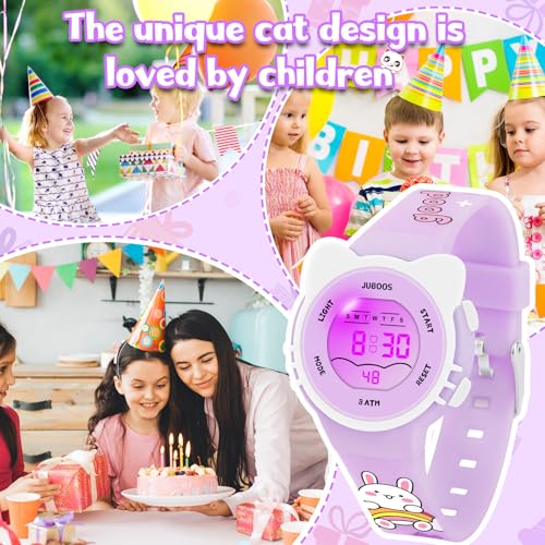 Image of Juboos Kid's Digital Watch for Boys and Girls, Waterproof LCD Digital Sports Kids Watch with 7 Color LED Lights, Stopwatch, Alarm