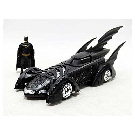Jada Toys – Batman Forever con Figura Batmobile Vehículo Miniatura, 98036BK, Negro, Escala 1/24