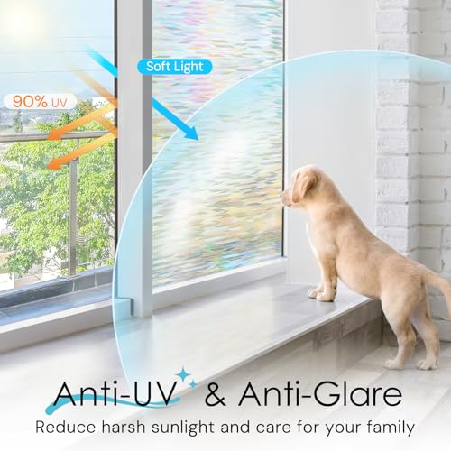 DOWELL Rainbow Privacy Window Film, UV Blocking, 17.5" x 78.7" - image 4