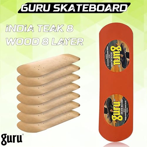 Image of GURU Skateboard, Wooden Non-Slip Skateboard for Kids, Adult, Casterboard /Skate Board /Hoverboard /Longboard for Beginners, Learners, Training Purpose for All Age Group