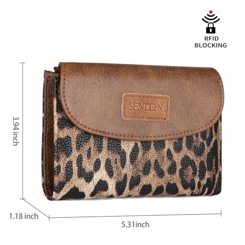 SENDEFN Small Womens Wallet RFID Blocking Double Zipper Pocket Card Holder Purse4